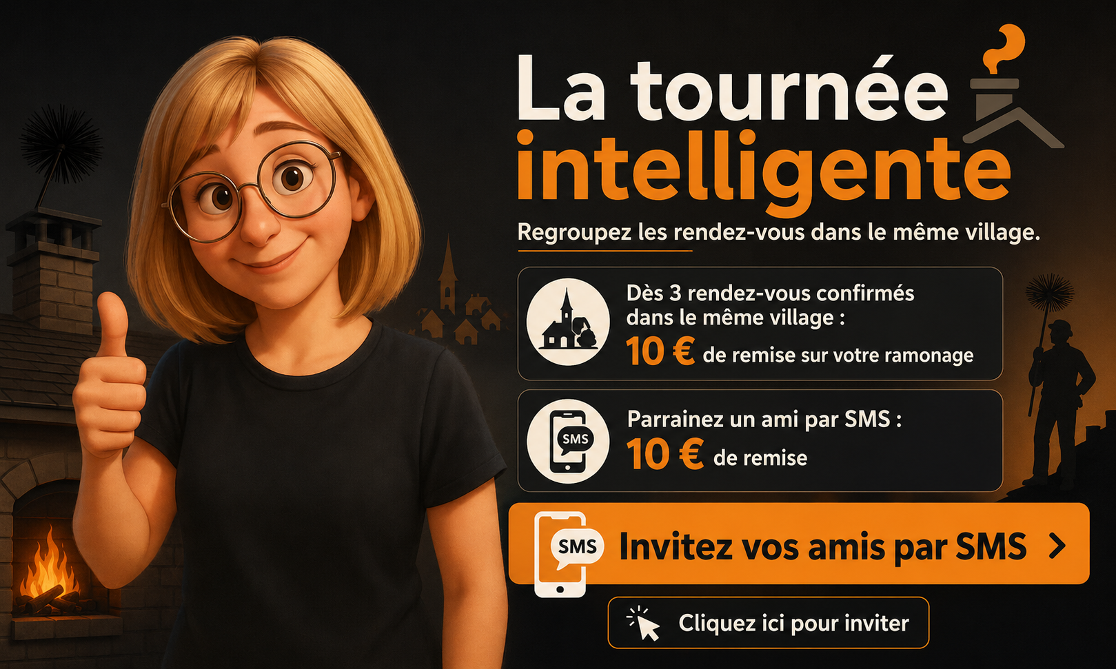 Affiche La tournée intelligente — invitation par SMS