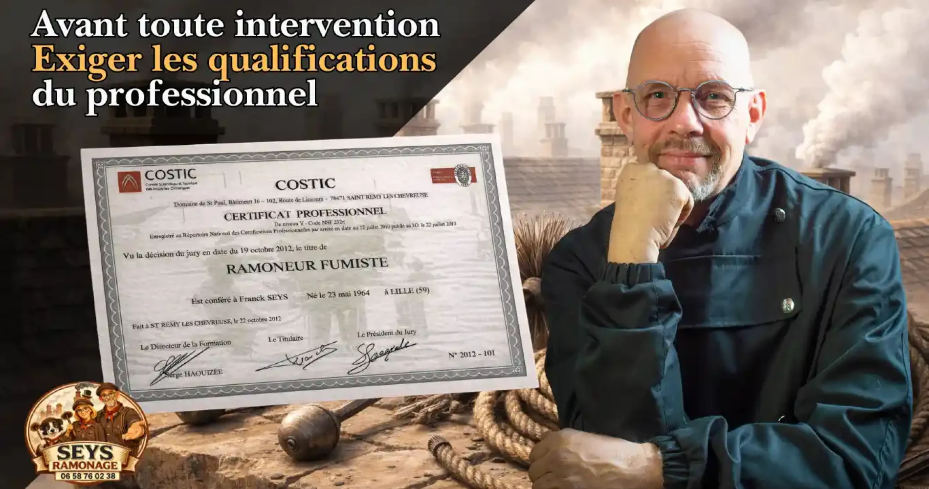 Avant toute intervention, l’exigence commence par la qualification du ramoneur.